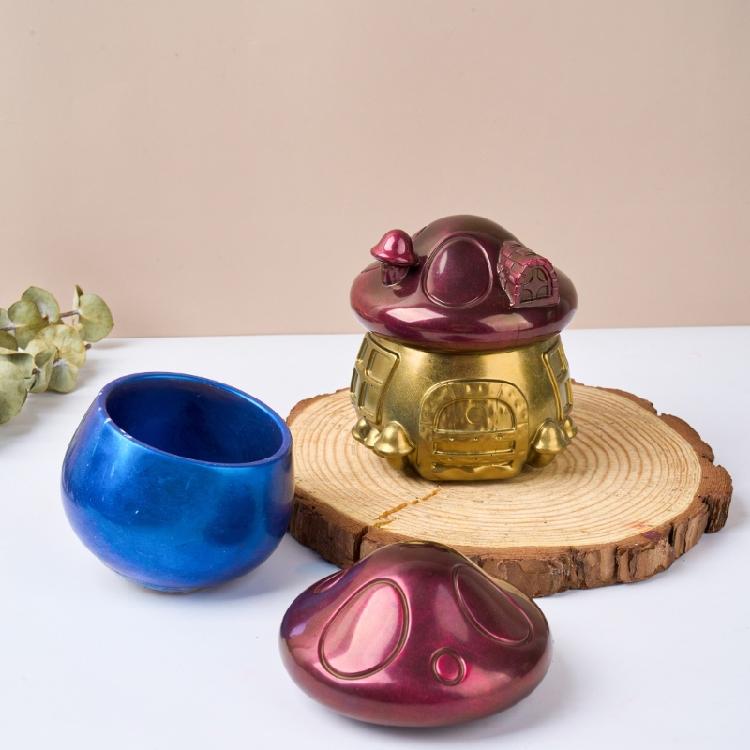 Mushroom House Resin Jar Silicone Molds with Lid Silicone Candle Holder Silicone Molds for Jewelry Jar Handmade Craft