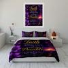 Faith-Inspired Purple Floral Bedding Set Bedding set (1 duvet cover, 2 pillowcases, duvet not included)