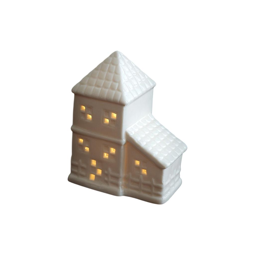 Ceramic Ornaments Luminous Christmas House House European Style Hollow Desktop Decoration Night Light Atmosphere Light