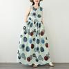 DIMANAF 2026 Plus Size Summer Women Beach Dress Print Elegant Fashion Lady Sundress Long Dress Casual Sleeveless Clothing