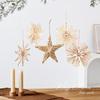 Handmade Natural Wheat Straw Snowflake & Star Christmas Ornament Set
