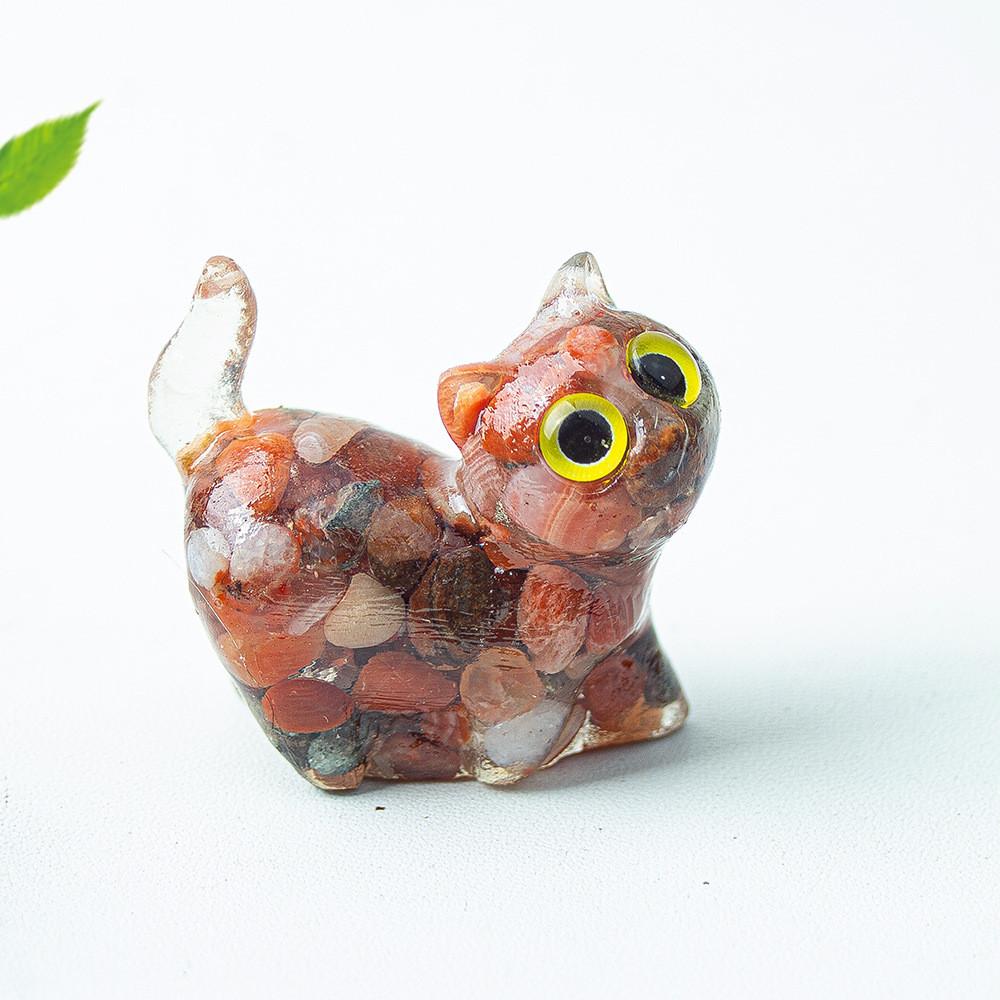 Figurine Artistique en Résine Chat de Cristal Faite à la Main avec un Design Dynamique Pour la Décoration Intérieure et les Cadeaux