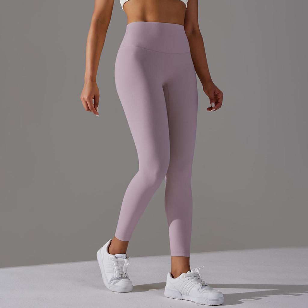 Nude Skin-friendly Yoga Pants Women Without Awkward Line High-waisted Bottoms To Lift The Buttocks Elastic Fitness and Sports Nine-minute Pants