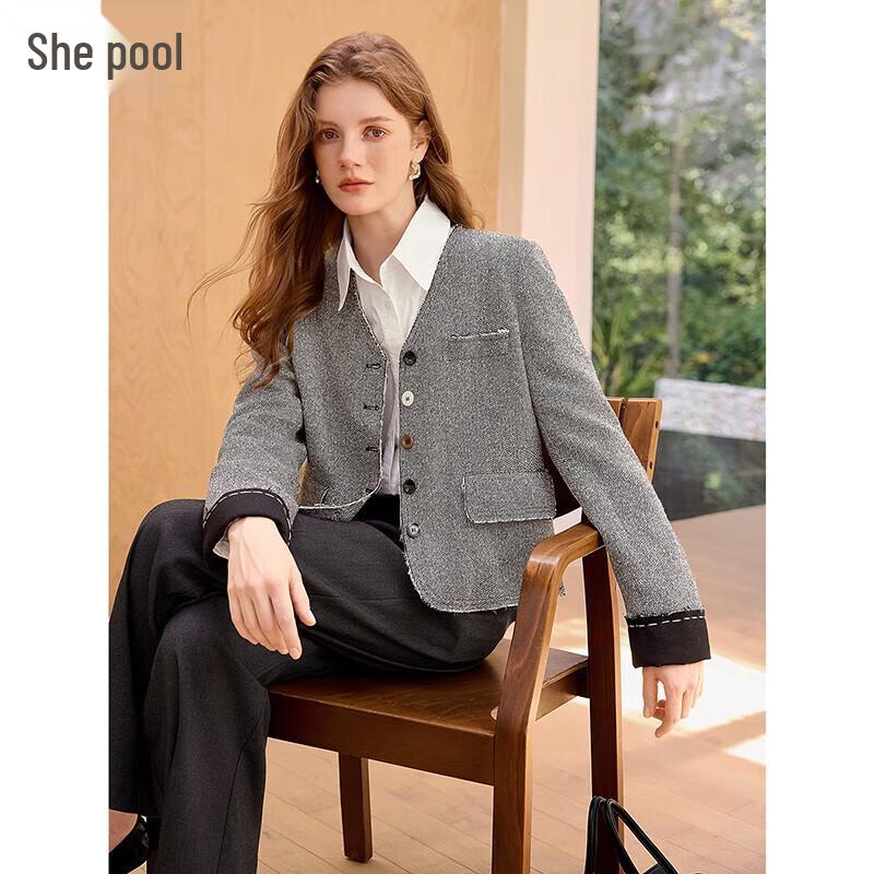 

Женский блейзер в стиле «маленький аромат» с V-образным вырезом L