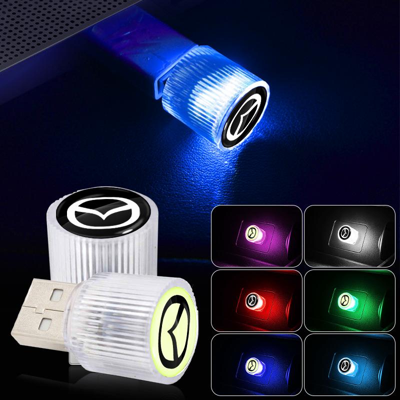 1Pcs USB Car LED Light Auto Interior Atmosphere Light Car Emblem Styling For Mazda 3 6 CX5 2 CX3 CX9 MX5 RX8 Axela Demio MS CX5 2 Axela Demio Atenza