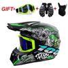 Full Face Motorcycle Helmet With Included Goggles Cover Gloves - All Season ABS Safety Gear Off-Road MTB ATV Riding