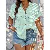 Women's Shirt Short Sleeve Shirt Button Down Blouse Love Pattern Printed Daily Casual Collar Regular Tops Daily Summer Spring