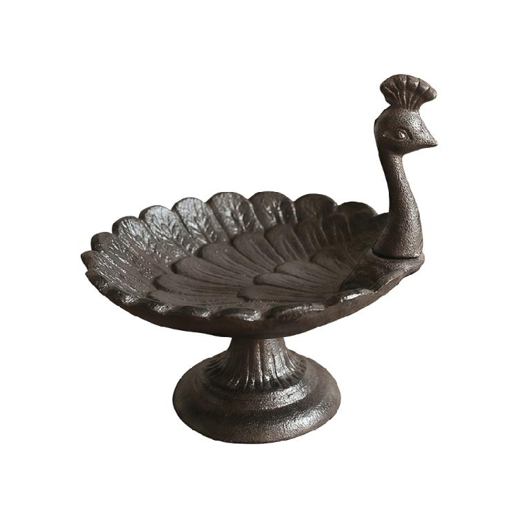 Elegant Peahen Theme Cast Iron Bird Feeder Feeding Station For Garden Landscaping And Wildlife Bathing and Resting