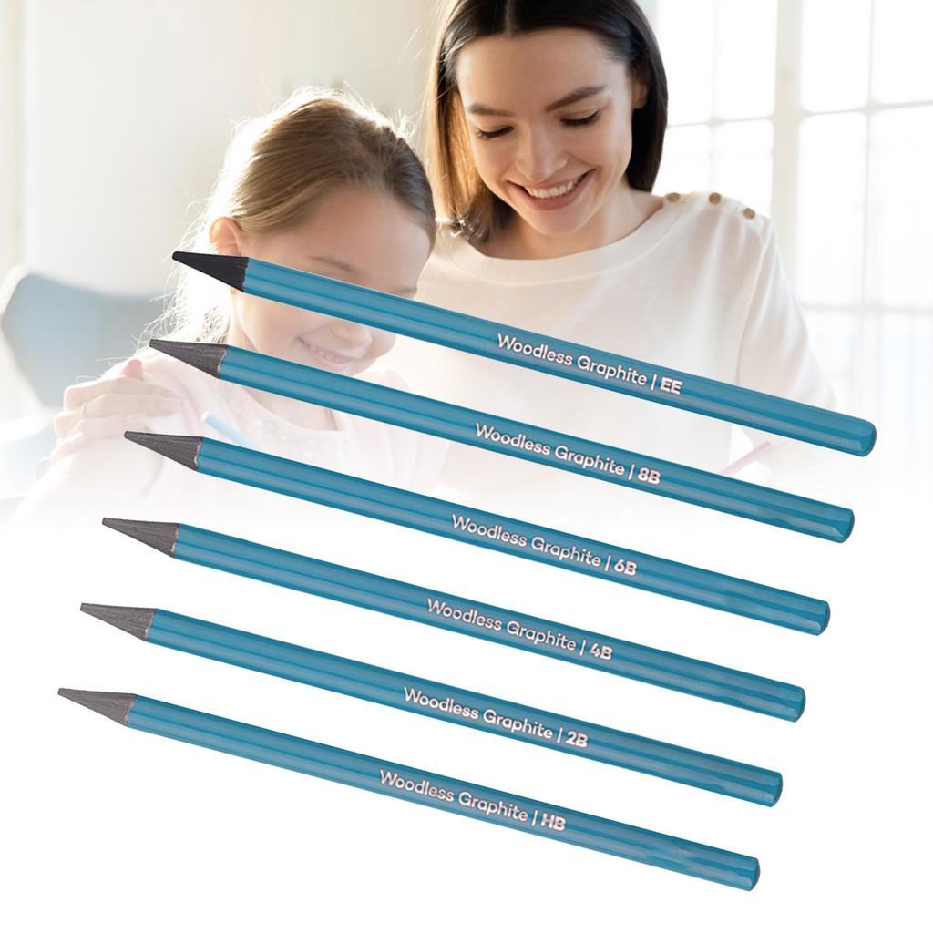 6 PCS Graphite Pencil Set HB 2B 4B 6B 8B EE Professional Woodless Graphite Pencils for Drawing