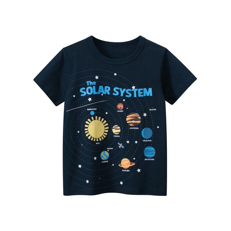 Summer Korean Boys Starry Sky Short Sleeve T Shirt Casual Cotton Top For Toddler Kids