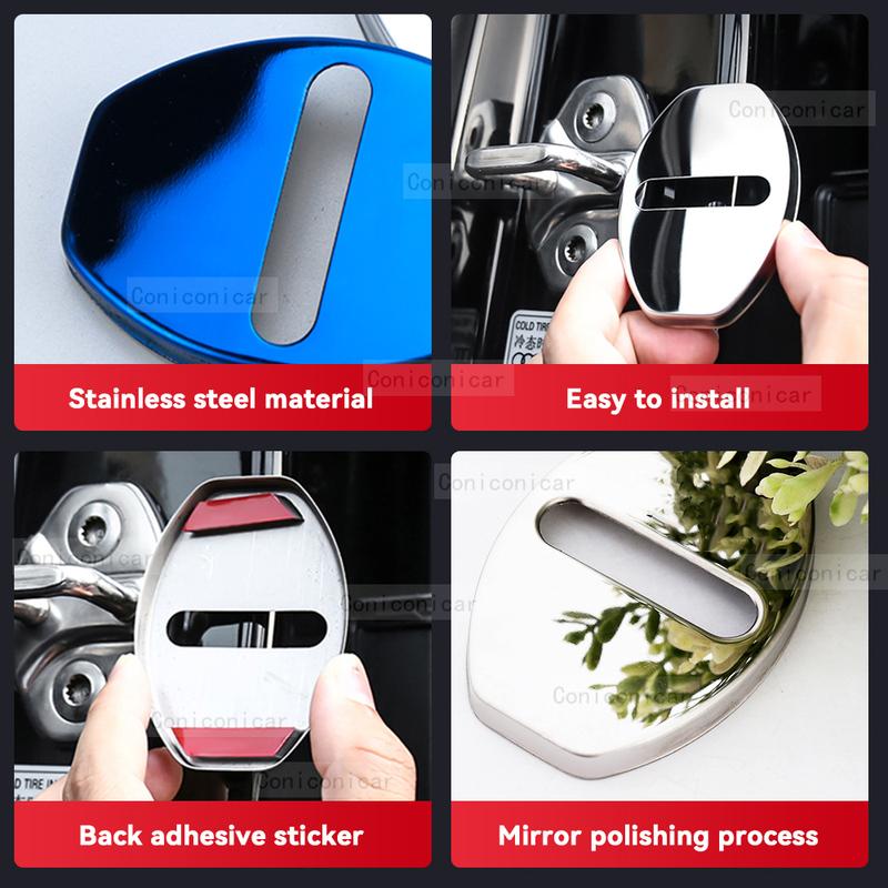 Car Door Lock Decoration Protection Cover Flags Emblem Stainless Steel Case For VW Volkswagen Taigo   Accessories