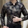 Slim Fit Autumn Men Top All Match Polyester Lapel Collar Male Dress Shirt