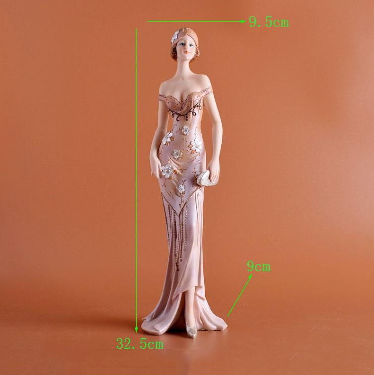 European Resin Statue Accessories Girl Beauty Character Home Livingroom Table Figurines Crafts Decoration Wedding Birthday Gifts
