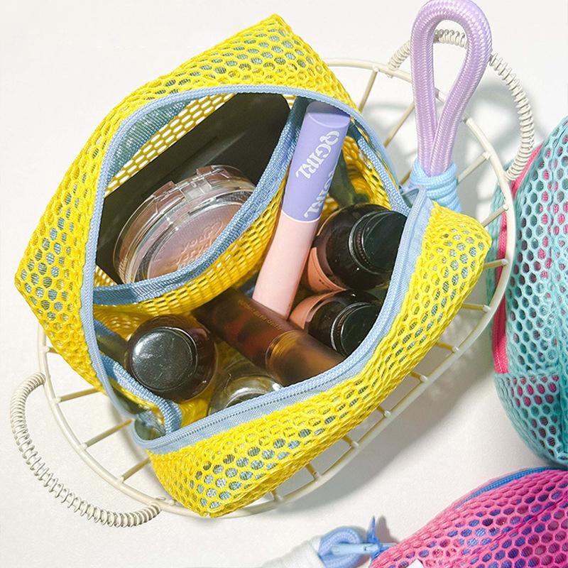 Storage Bag Dopamine Fashionable Trendy Travel Business Trip High-capacity Mesh Portable Makeup Bag Lipstick Earphone Coin Purse