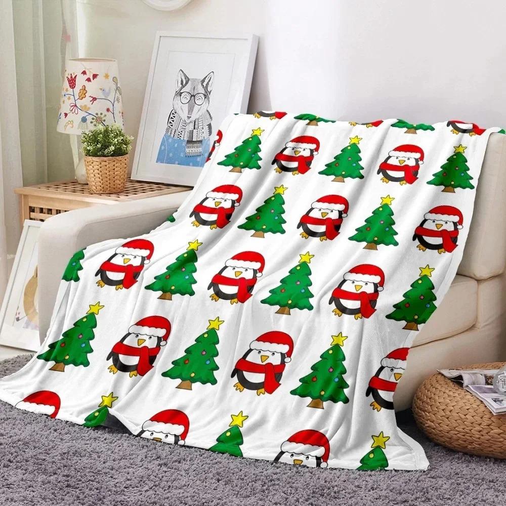 Christmas Theme Flannel Throw Blanket Christmas Tree Snowflake Pattern for Couch Bed Sofa Festival Gift for Boy Girl Lightweight