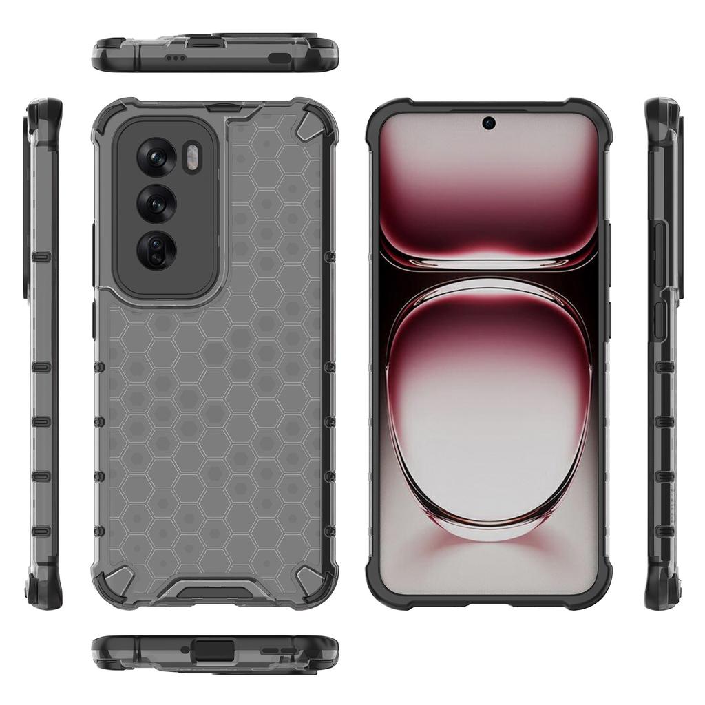 For Oppo Reno12 5G (Global) Case PC+TPU Phone Cover Honeycomb Shape Cushioning Shockproof