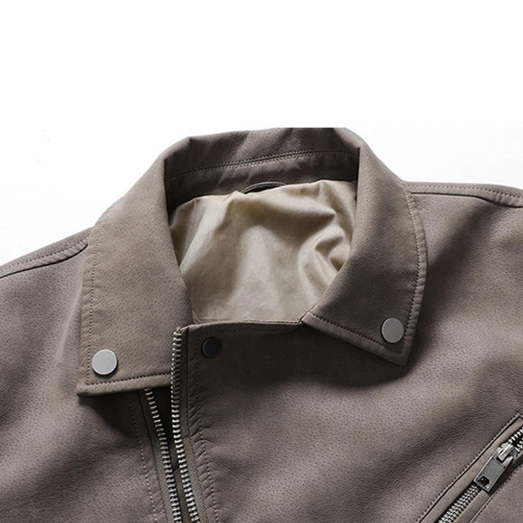 Men's Trendy Motorcycle Multi Zipper Leather Jacket Leather Jacket With Large Lapel Suit Jacket