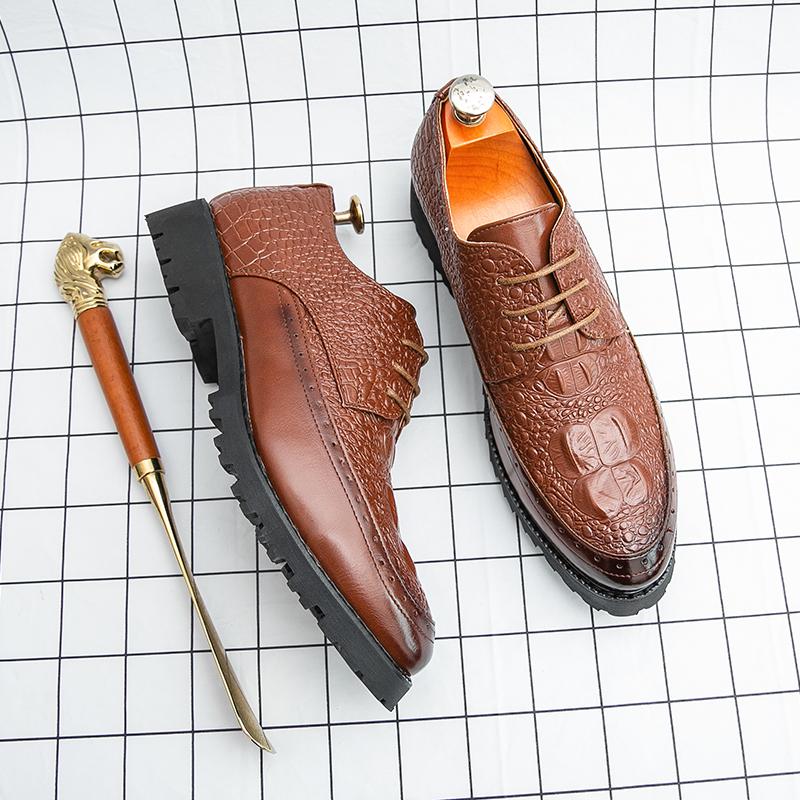 

Fashion Retro Men Dress Shoes Men Platform Breathable Comfortable Fashion Leather Shoes Lace-up Business Office Shoes Men Sizes 38-46 46 коричневый
