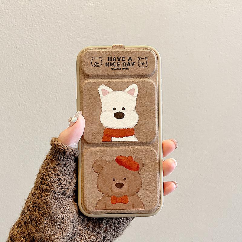 

Милые парные чехлы для мобильного телефона Apple 15 Iphone16promax для мужчин и женщин 14p Складная подставка 13 iPhone 11