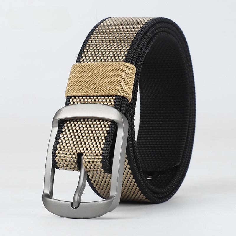 Men's Belts Solid Metal Buckle Wear-resistant Braided Nylon Band Durable Belts 120CM Versatile Belts