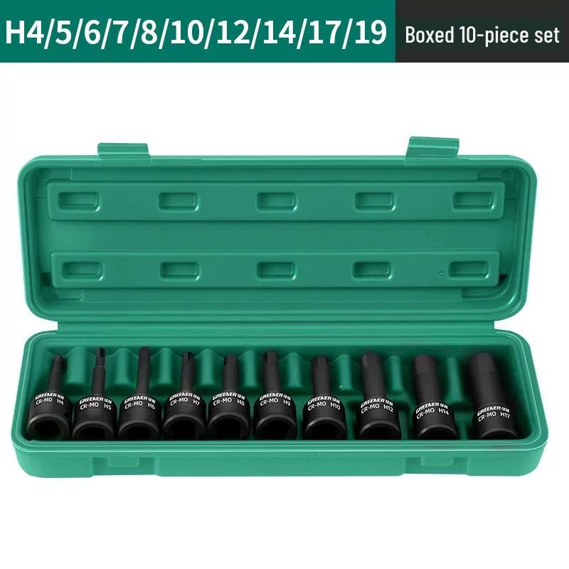 Juego de Llave de Vaso Neumática Hexagonal de 1/2 y Destornillador Green Forest