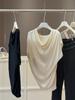Women's Cowl Neck Batwing Sleeve Knit Top Slim Fit Elegant Commuter Top Solid Color Ice Silk Blouse