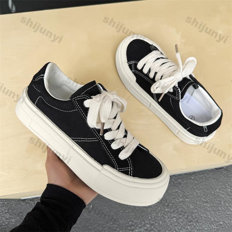 Fashion Men Platform Sneakers 2025 Spring Autumn New Fashion Cross Tied Non Slip Canvas Shoes Comfortable Outdoor Height Increase Flats