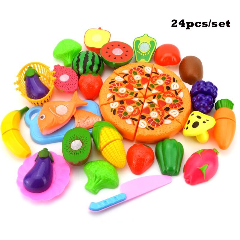Colorful Kitchen Play Toy Set With Premium Quality Fruit And Vegetable Cutting Pieces