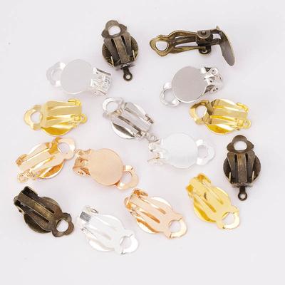 50 Stück Ohrclips Ohrringe Gold Silber Beschichtet Eisen Leere Fassung Basis Passend für 10mm Glas Cabochons DIY Schmuckherstellung Komponenten