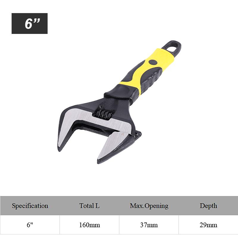 6-12 Inch Adjustable Wrench Wide Jaw Opening Wrench with Rubber Anti-slip grip for Automotive Plumbing and Household Repairs