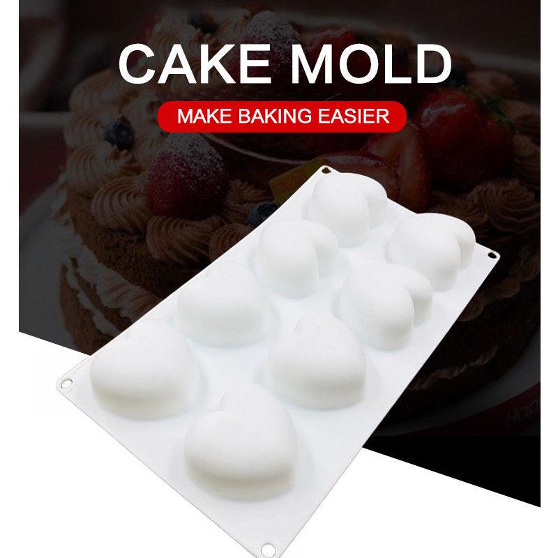 8 Stampi in Silicone a Forma di Cuore per Gelatina di Cioccolato, Stampo per Torta, Pasticceria, Fondant
