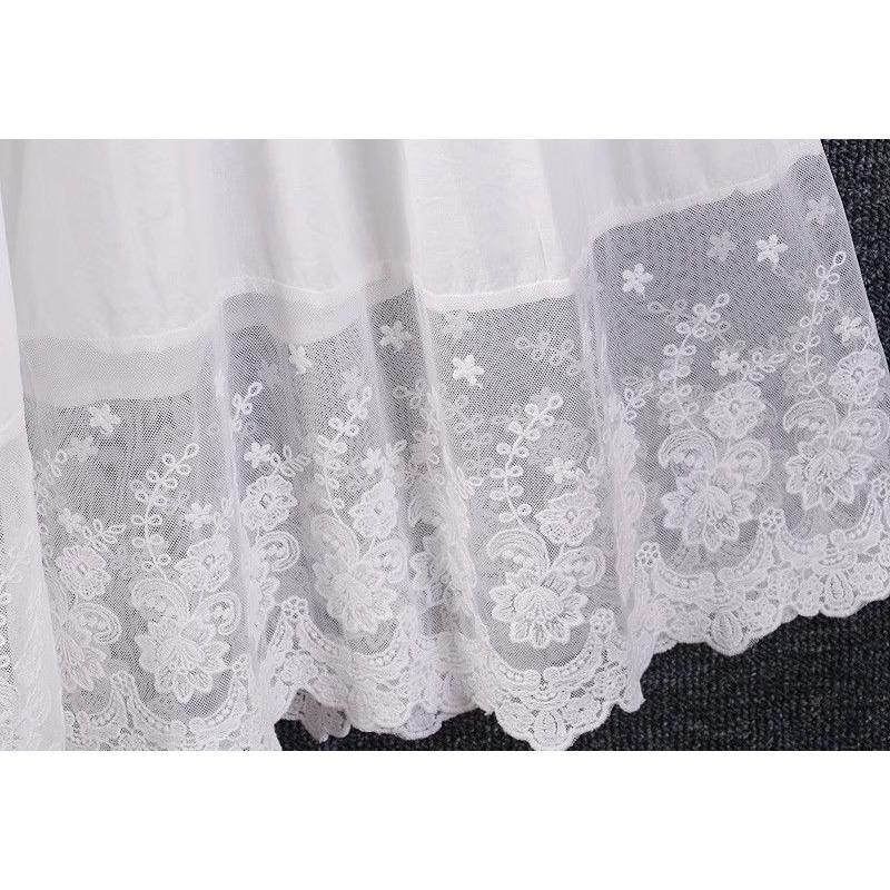 Sweet and Fresh Cropped Pants In Spring and Summer, Loose Oversized Embroidered Patchwork Lace Solid Color Micro Flared Pants