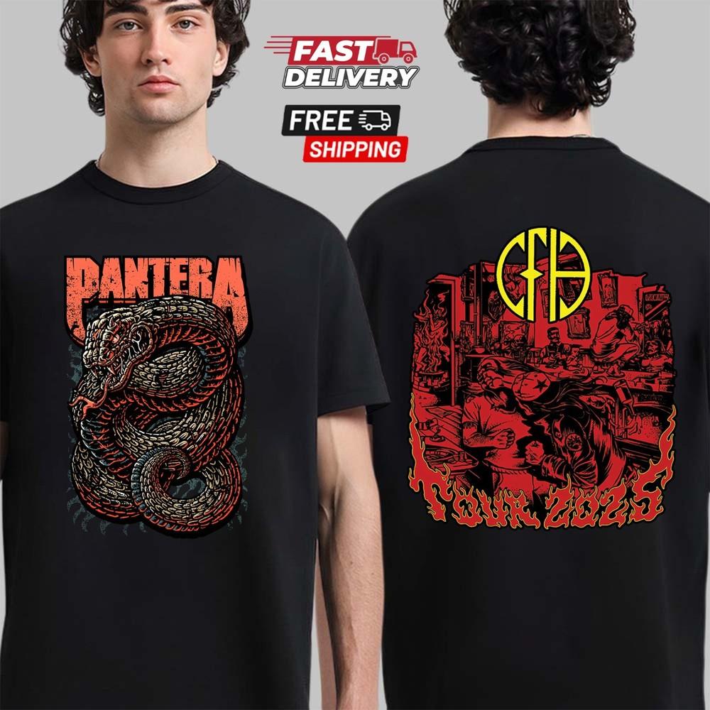 Pantera Band Tour Date 2025 Double-Sided T-Shirt V01 The Family Fan Gift Shirt Unisex T-Shirt XXXXL