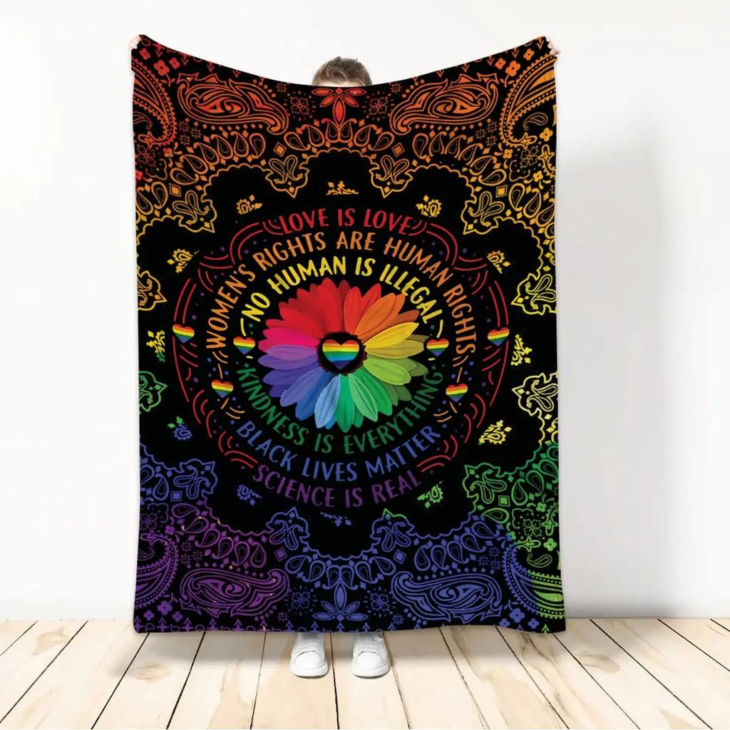 Kuscheldecken LGBT Gay Pride Lesbisch Regenbogen Flanelldecke für Couch Sofa Decken Große Bettwäsche Geschenke für Weihnachten Neujahr