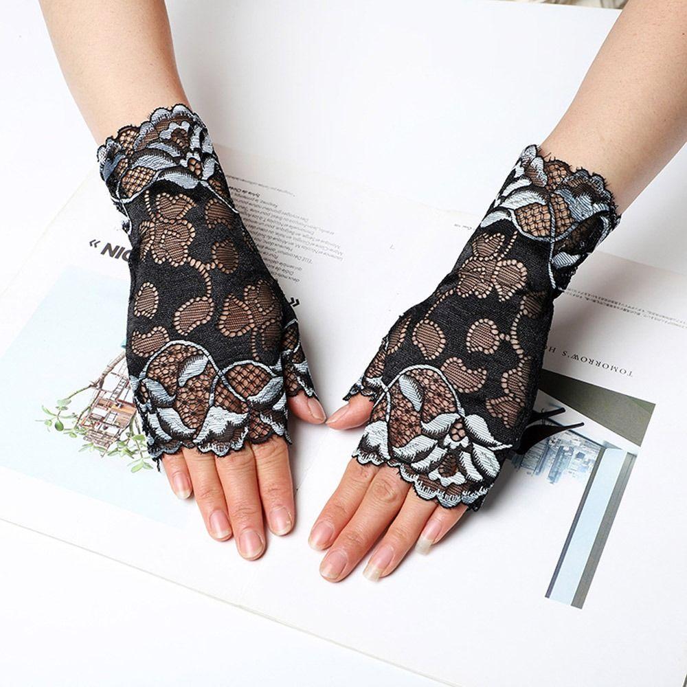 Fashion Performance Cycling Lace Gloves Dance Half Finger Gloves Sunscreen Mittens