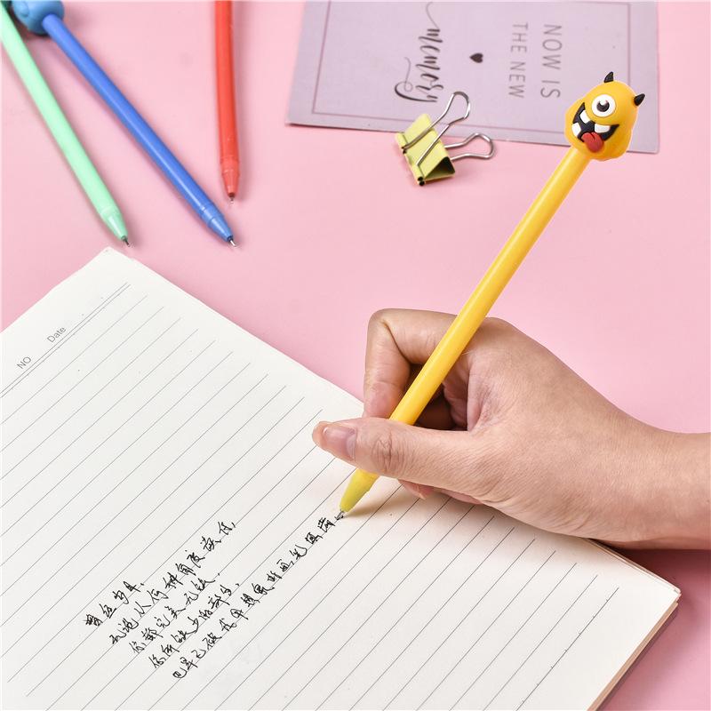 4pcs Ballpoint pen Creative Stationery Set Monster Show Teeth Design Ballpoint Pens Cartoon Water Signature Pens Neutral Ink