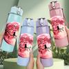 1PC Pink Red Blood Moon Lunar Planet Print 750ml Color Plastic Sports Water Bottle Leakproof Flip Straw Lid Suitable for Sports Office Home Use