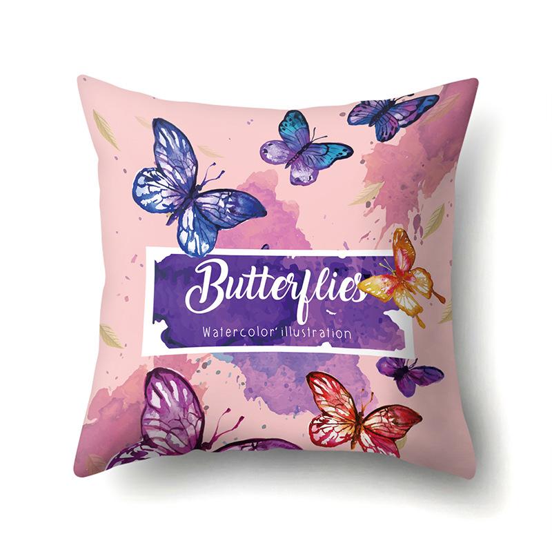 Polyester Pillowcase Butterfly Pattern Pillowcase Car Decoration Home Print Pillowcase Bedside Cushion Cover