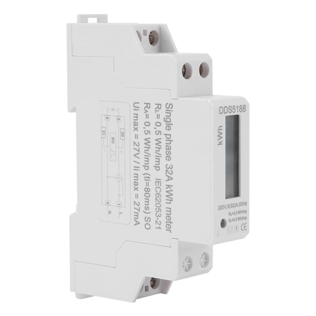 Digital LCD 220V Single Phase Din Rail Electric Meter 532A Electronic KWh Meter