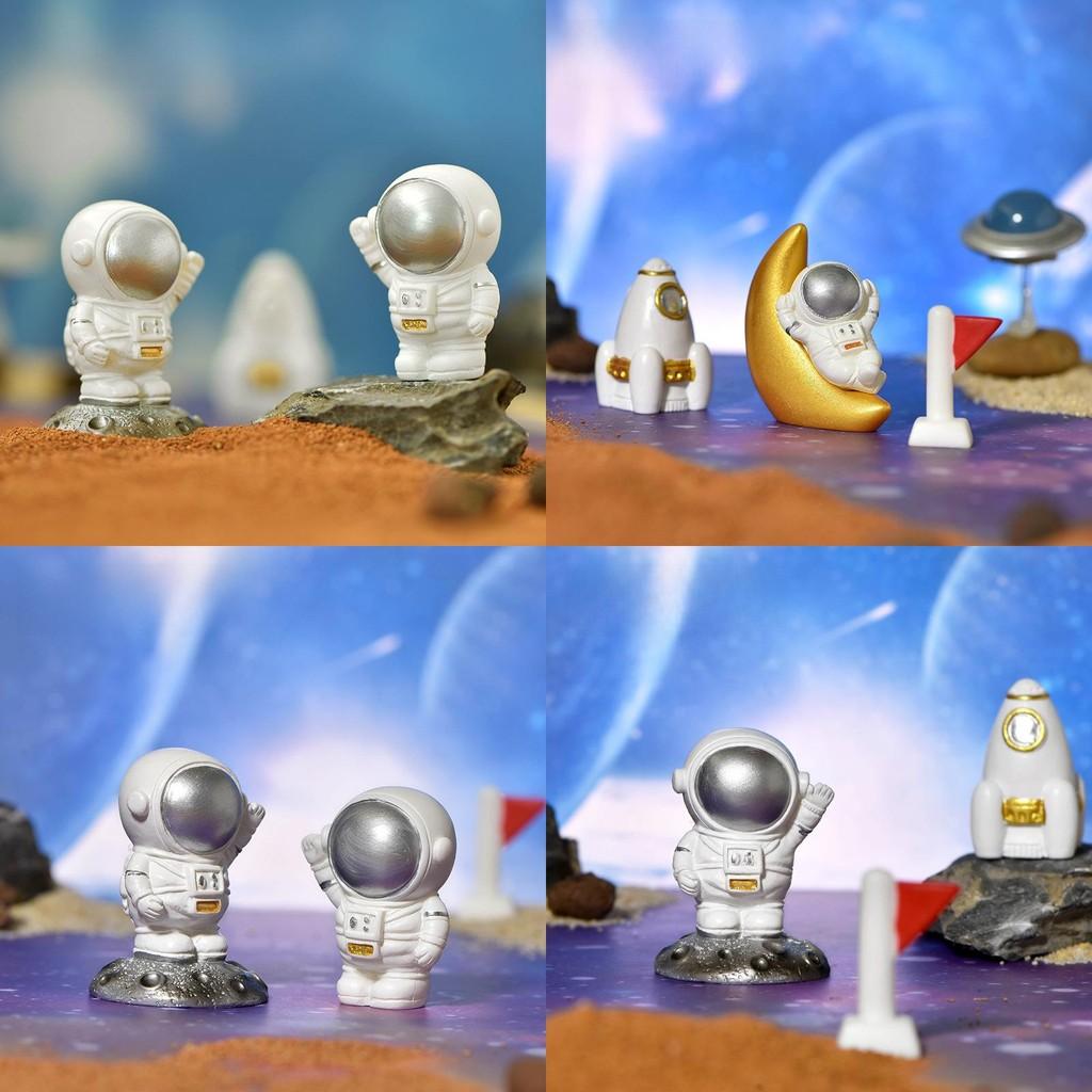 Cute Resin Astronaut Figurine Unique Home Decor Space Theme Cake Topper Accessory