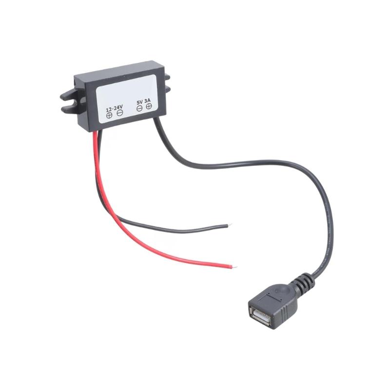DC12V 24V Steps Down To 5V 3A USB Power Converter USB Car Charger Compatible for Electronics Charging Needs 13cm Input