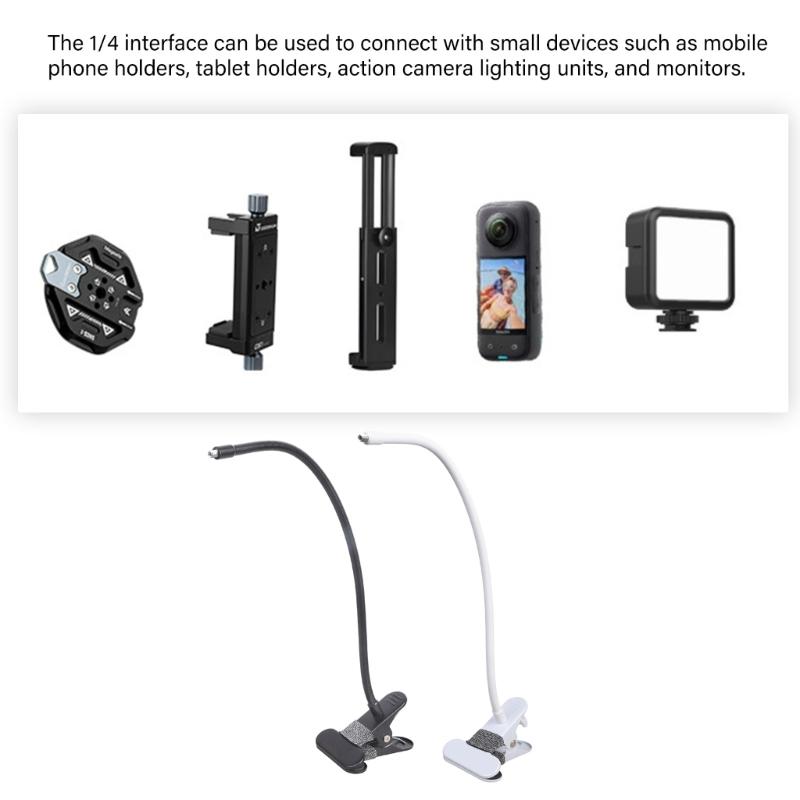 Flexible Clamp Mount With 40cm Adjustable Arm For Action Cameras Smartphones Lights 1/4 Thread 60mm Grip