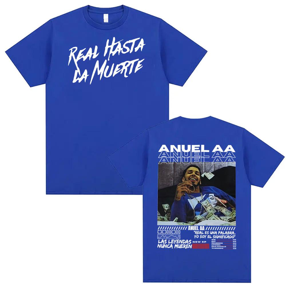 Rapper Anuel AA Real Hasta La Muerte Graphic T Shirt Unisexs Clothing 100 Cotton 90s Vintage Tshirts Unisex Casual Loose Tshirt