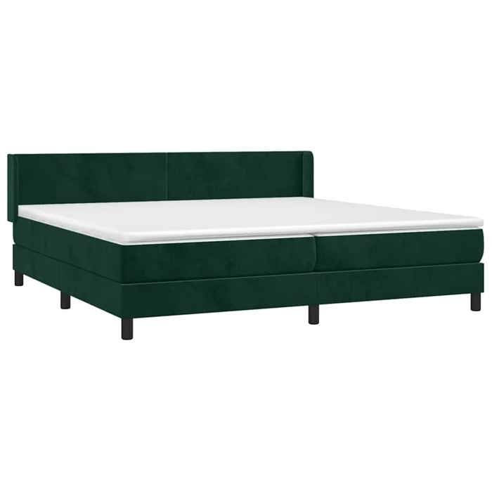 Exclusive House - Slatted Bed Base and Mattress Dark Green 200x200cm Velvet