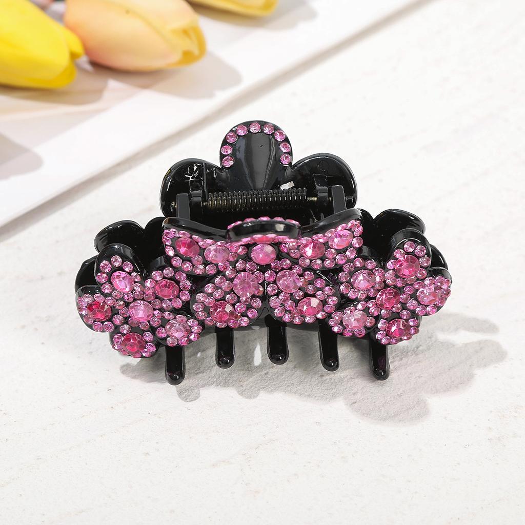 AWAYTR Glitzernde Strass-Blume Haarklammer Haarspange Mädchen Koreanische Pferdeschwanz-Haarnadel Frauen Hai-Klammer Temperament Haarklammer