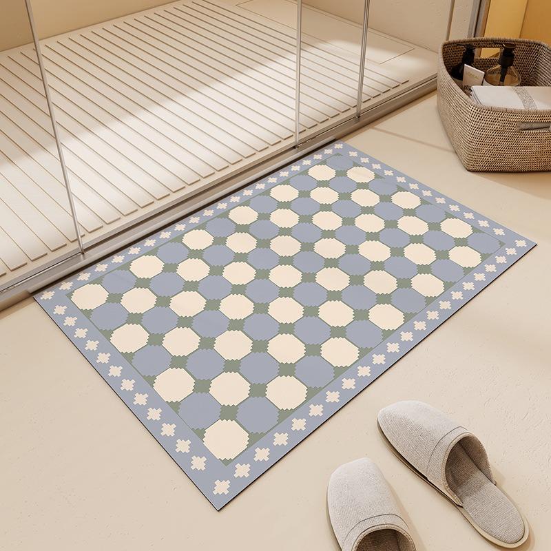 Tapis à Carreaux et Rayures Colorées Style Bohème Européen Salon Canapé Chambre à Coucher Salle de Jeu Bureau Salle de Bain Tapis de Sol d'Entrée Antidérapant Décoratif