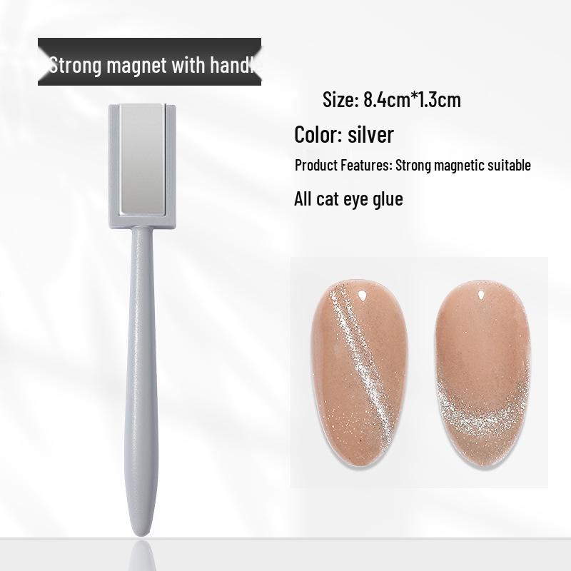 Verbessertes Cat Eye Press-On Nägel Set mit Magnetischem Stift und Blumen Design