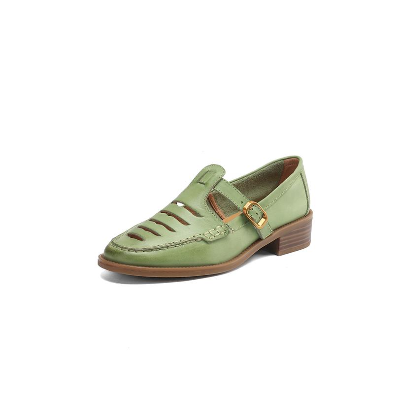 Fashion New Spring/Summer Genuine Leather Women Pumps Shoes for Women Fashion Hollow Out Mary Jane Shoes Round Toe Women Shoes Loafers