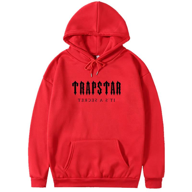 Cross-border Trapstar Alphabet Casual Street Youth Cotton Red and Black Printed Fleece Sweatshirt Sweatpants