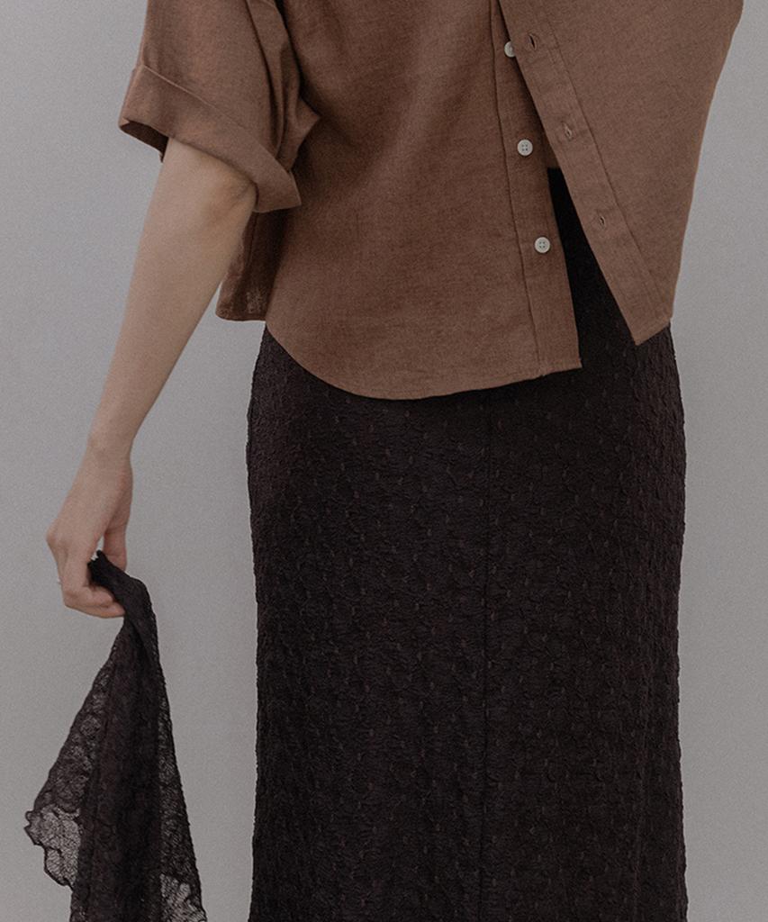 Memua Creme Scarf Set Skirt (Deep Brown)